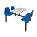 Standard Canteen Furniture - 4 Seater Double Entry - Blue Seats - H.725 W.1690 L.1070