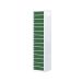 Laptop & Tablet Storage Locker - 15 Compartments, 15 Doors - Green Doors - H.1800 W.380 D.450