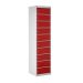 Laptop & Tablet Storage Locker - 10 Compartments, 10 Doors - Red Doors - H.1800 W.450 D.450
