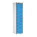 Laptop & Tablet Storage Locker - 10 Compartments, 10 Doors - Light Blue Doors - H.1800 W.450 D.450