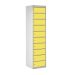 Laptop & Tablet Storage Locker - 10 Compartments, 10 Doors - Yellow Doors - H.1800 W.450 D.450