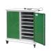 Laptop Charging Trolley - 16 Compartments, 2 Doors -  Green Doors - H.1200 W.1040 D.660