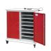 Laptop Charging Trolley - 16 Compartments, 2 Doors -  Red Doors - H.1200 W.1040 D.660