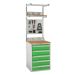 System Tek Kit 4 - 600mm Wide - Solid Beech Worktop - Green