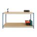 Rivet Workbench With Full Undershelf 915mm High x 915mm Wide x 915mm Deep - Blue and Grey Finish with Chipboard Top